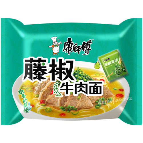 Лапша Kangshifu в пачке со вкусом говядины с перцем роттанг, 103г. 21672 - фото 4909