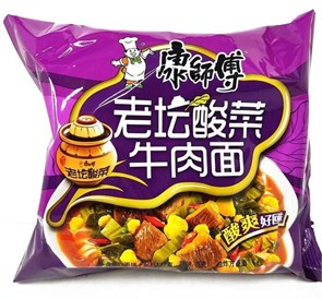 Лапша Kangshifu в пачке со вкусом квашенной капусты и говядины, 117г. 21290