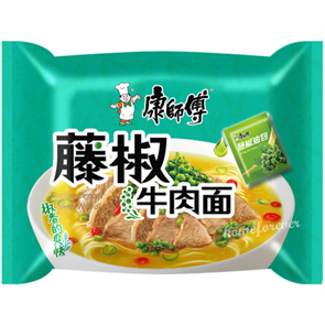 Лапша Kangshifu в пачке со вкусом говядины с перцем роттанг, 103г. 21672